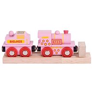 Bigjigs Pink Train with Tender Wagon - Rail Set Accessory