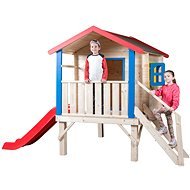 Woody Garden house with a landing, a railing and a slide - Children's Playhouse
