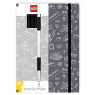 LEGO Stationery Notebook A5 with Black Pen - Grey, Black plus 4x4 Block - Journal
