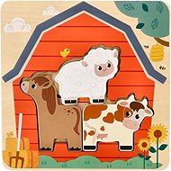 Adam Toys Wooden layered puzzle Farm, natural - Puzzle