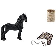 Schleich állatos figura szett - Lóápoló szett, Fríz ló - Figura