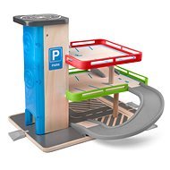 Woody Garázs lifttel és tartozékokkal - fa/műanyag - Játék garázs
