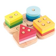 Woody Stacking Shapes on Puzzle Pieces - Didactic Toy
