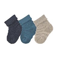 Sterntaler infant socks with cuff, 3 pairs, solid colour, terry stripes, blue 8402120, 14 - Socks