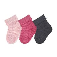 Sterntaler infant socks with cuff, 3 pairs, solid colour, terry stripes, pink 8402120, 16 - Socks