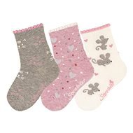 Sterntaler zimné 3 páry, dievčenské, myšky, sivé 8422125, 18 - Ponožky