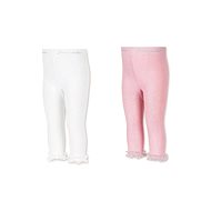 Leggings 2pack with lace, white, pink 8662210 - Baby Tights