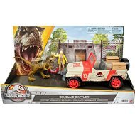 Jurassic World Ellie Sattler autóval és dinoszaurusszal - Figura