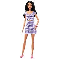 Barbie Modell - Lila kockás ruha - Játékbaba