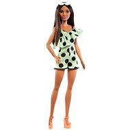 Barbie Modell - Limezöld ruha fekete pöttyökkel - Játékbaba