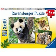 Ravensburger Puzzle 056668 Panda, Tiger und Löwe 3X49 Teile - Puzzle