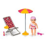 BABY born Minis-Set mit Liegestuhl, Sonnenschirm und Puppe - Puppe