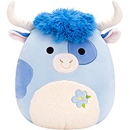 Squishmallows Bermayeh – modrý býk s hebkým bílým bříškem a květinou - Soft Toy
