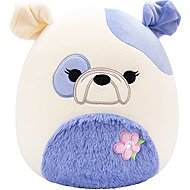 Squishmallows – modrofialový a krémový buldok s hebkým bříškem a květinou - Soft Toy