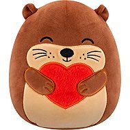 Squishmallows Joanne – hnědá mořská vydra se zavřenýma očima držící hebké srdce - Soft Toy