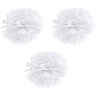 Partydeco Paper pompom 25 cm white 3 pcs - Decoration