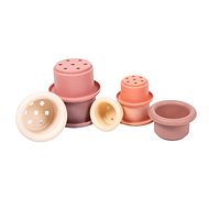Bo Jungle Lovely Pink Silicone Stackable Water Cups - Bath Stacking Cups