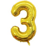 Atomia foil balloon birthday number 3, gold 82 cm - Balloons
