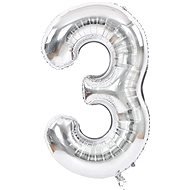 Atomia fóliový balón narodeninové číslo 3, strieborný 82 cm - Balóny