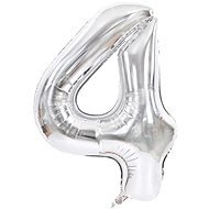 Atomia Folienballon Geburtstag Nummer 4, Silber 82 cm - Ballons