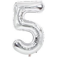 Atomia foil balloon birthday number 5, silver 82 cm - Balloons