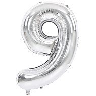Atomia fóliový balón narodeninové číslo 9, strieborný 82 cm - Balóny