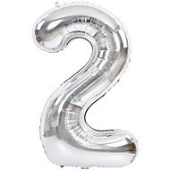Atomia születésnapi, 2-es szám, ezüst, fólia, 46 cm - Lufi