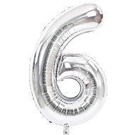 Atomia fóliový balón narodeninové číslo 6, strieborný 46 cm - Balóny