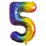 Atomia születésnapi, 5-ös szám, szivárvány színű, fólia, 102 cm - Lufi