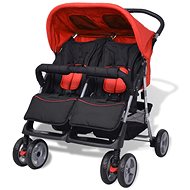 VidaXL Sports stroller for twins, steel, red and black - Baby Buggy
