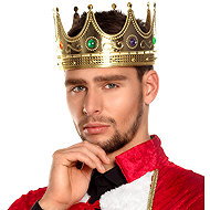 Boland Gold Royal Crown with Rhinestones - Costume Accessory