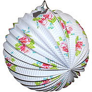Wiky white sphere lantern with flowers 25cm - Chinese Lantern