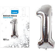 LUMA trading Foil balloon No. 1 silver, 101 cm - Helium Balloons