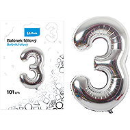 LUMA trading Foil balloon No. 3 silver, 101 cm - Helium Balloons