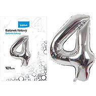 LUMA trading Foil balloon No. 4 silver, 101 cm - Helium Balloons
