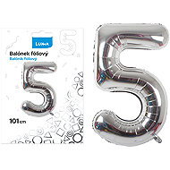 LUMA trading Foil balloon No. 5 silver, 101 cm - Helium Balloons