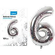 LUMA trading Foil balloon No. 6 silver, 101 cm - Helium Balloons