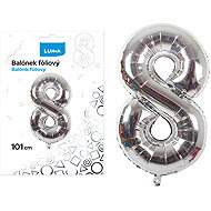 LUMA trading Foil balloon No. 8 silver, 101 cm - Helium Balloons