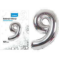 LUMA trading Foil balloon No. 9 silver, 101 cm - Helium Balloons