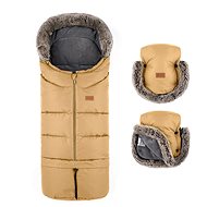 PETITE&MARS Set Arctic 4in1 fusak + Furry Elegant Caramel stroller gloves - Stroller Footmuff