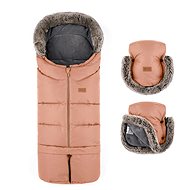 PETITE&MARS Set Arctic 4in1 fusak + Furry Pastel Peach stroller gloves - Stroller Footmuff