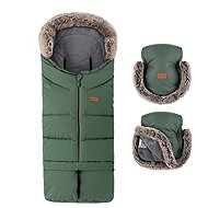 Petite&Mars Set Arctic 4in1 fusak + gloves for stroller Furry Veritable Khaki - Stroller Footmuff