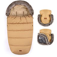 Petite&Mars Set Comfy 4in1 fusak + gloves Furry Elegant Caramel - Stroller Footmuff
