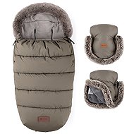 PETITE&MARS Set Comfy 4in1 Fusak + Furry Mocha Mousse Stroller Gloves - Stroller Footmuff