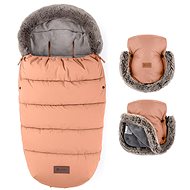 PETITE&MARS Set Comfy 4in1 fusak + Furry Pastel Peach stroller gloves - Stroller Footmuff
