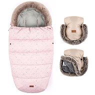 PETITE&MARS Set fusak Comfy 4v1 Glossy Princess + rukavice na kočárek Furry Rose Petal - Stroller Footmuff