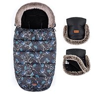 Petite&Mars Set Comfy 4in1 Stylish Beauty fusak + Furry Forever Black gloves - Stroller Footmuff