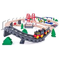 Woody Train track with electric engine and bridge 80 pieces - Train Set