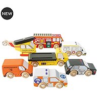 Le Toy Van Set of rescue cars with helicopter - Rail Set Accessory