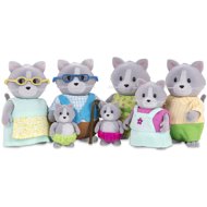 Li'l Woodzeez Family of cats with grandparents Daintypaw - Figure